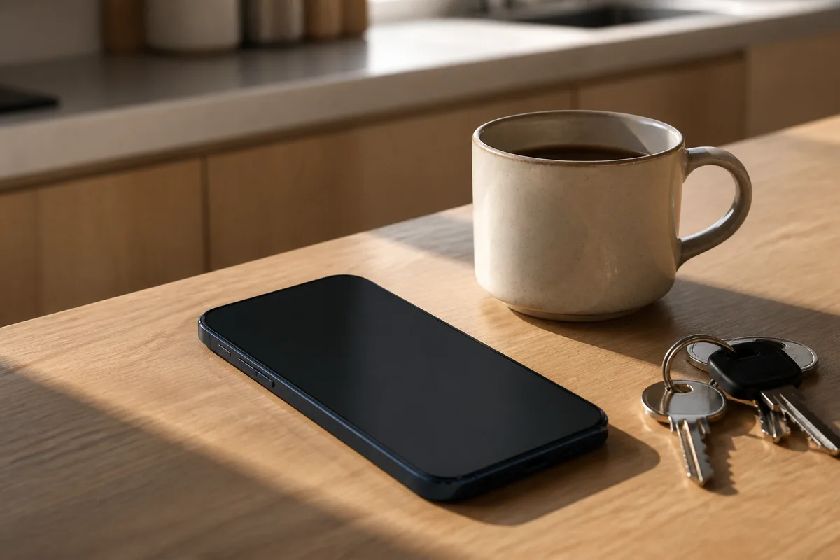 Main tenant un smartphone au moment de vérifier un SMS de livraison douteux